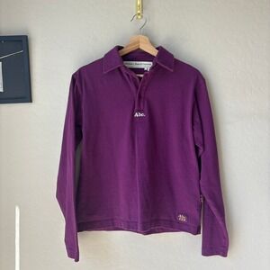 Advisory Board Crystals Abc. 123. Purple Long Sleeve Cotton Polo Shirt Sz Small